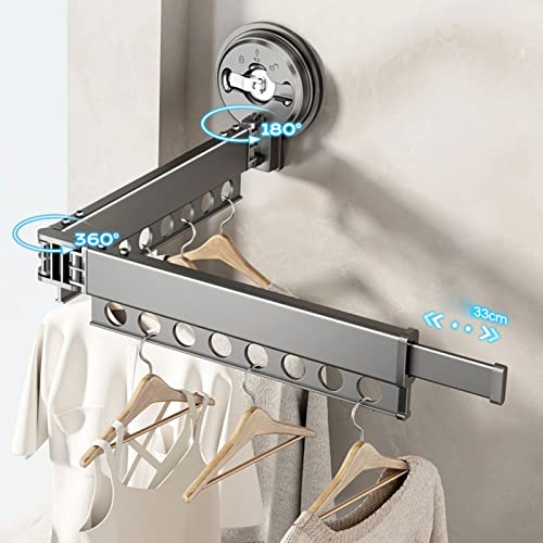 Séchoir à vêtements mural pliable rétractable en aluminium - 5