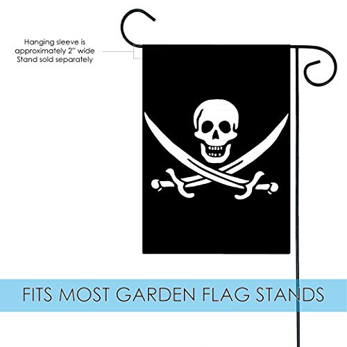 Toland Home Garden 1110092 Calico Jack's Jolly Roger Pirate Flag 12X18 Inch Double Sided Pirate Garden Flag For Outdoor House Ship Flag Yard Decoration #TOP2