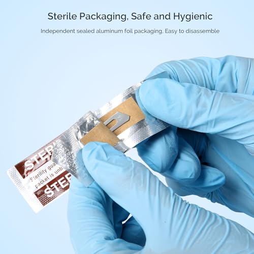 Image of JMU 100pcs Sterile Surgical Blades #14, Stainless Steel Scalpel Blades, Individually Foil Wrapped