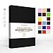 Produktbild JACOBSON Gold Edition Jersey Spannbettlaken Spannbetttuch Baumwolle mit ELASTAN ca. 200 g/m² (200 x 220 cm + 40cm, Schwarz)