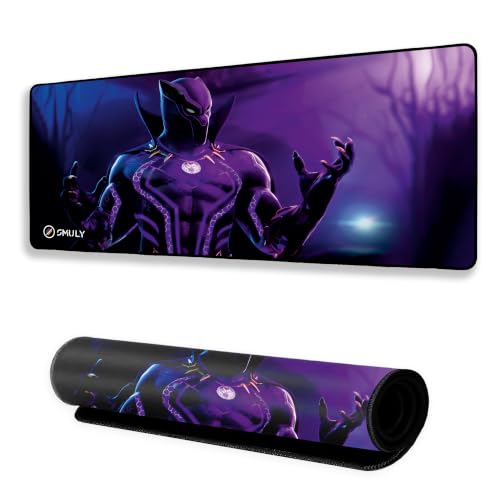 Image of Purple Superhero Mouse Pad 12x32Inch 3mm Extended Gaming Desk Mat with Anti-Slip Rubber Base Mousepad for Smooth Surface Desk pad for PC & Laptop Use Waterproof & Stiched (Violet /Black) Deskpad