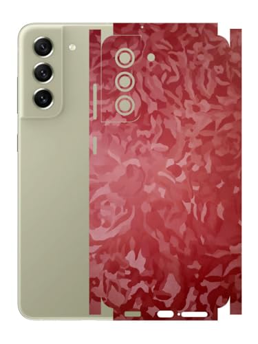 Image of AtOdds - Full Body Back Screen Guard Protector Film - 3D Textured Lamination Wrap Skin Sticker Compatible with Samsung Galaxy S21 FE | Scratchproof Matte Finish (Design - Red Camo)