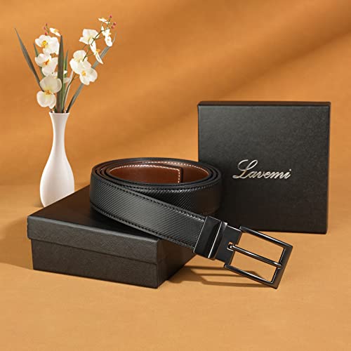 Image of Lavemi Men's Real Leather Ratchet Dress Belt with Automatic Buckle,Elegant Gift Box