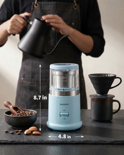Image of SHARDOR Quiet Coffee Grinder Electric, 70g Removable Bowl Spice Grinder for Coffee Beans, Seeds and Grains, Super Silent Grinding Mill with 60dB Low Noise, 2.5oz Capacity, Blue