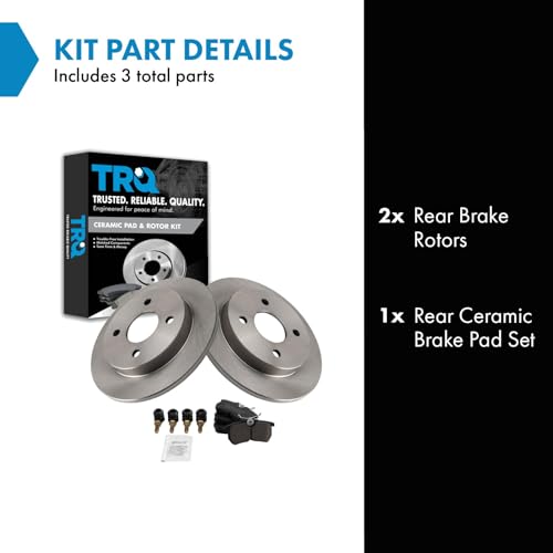 Image of TRQ Rear Brake Pad and Rotor Set Ceramic Solid Rotors