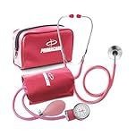 PrimaCare Medical DS-9197-PK Professional Classic Series Manual Adult Size Blood Pressure Kit, Emergency Bp kit with Stethoscope and Portable Leatherette Case, Nylon Cuff, Pink