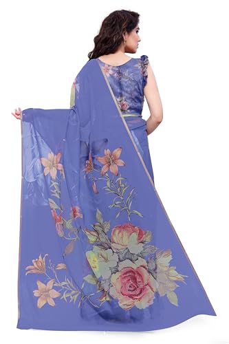 Image of MIRCHI FASHION Women Saree Organza Printed | Traditional Semi-Transparent Festive Sari with Unstitched Blouse Piece
