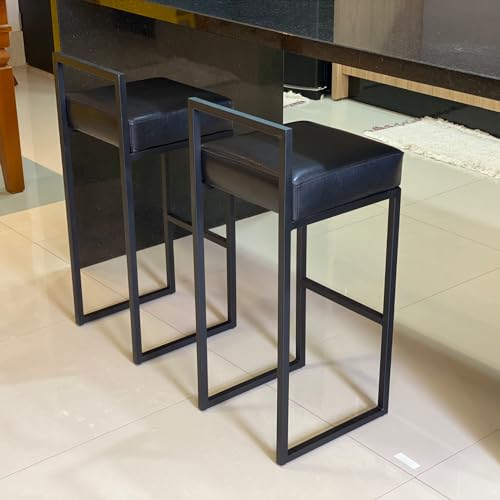kIT 2 Banqueta para balcão de cozinha americana industrial de Ferro Estofada em Couro Sintético Asse