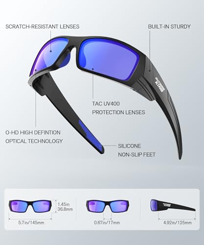 Image of Polarized Sport Sunglasses-for-Men Sun-Glasses: Mens Wrap Sunglasses for Fishing Cycling Running UV400 Protection