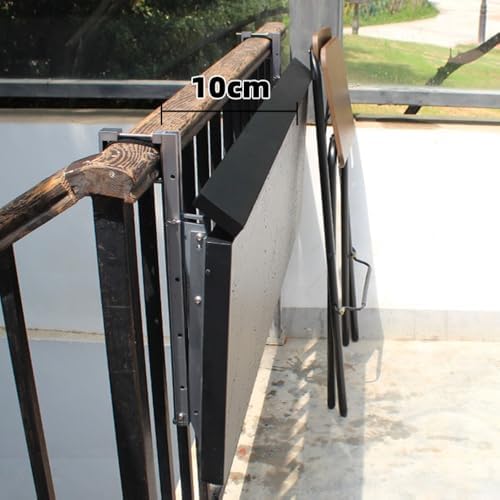 Adjustable Folding Balcony Table for Railing, 5-Level Outdoor Side Table for Patio & Garden, Coffee & Dining, Space-Saving Design (White, 100x39cm)