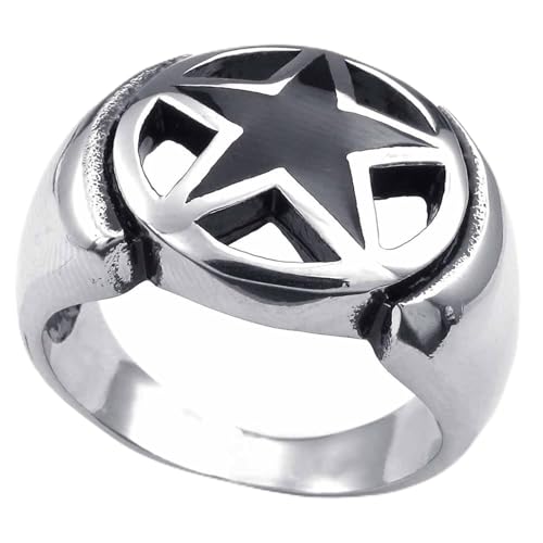 Bague homme pentacle le cadeau idéal en bague biker acier rétro noir