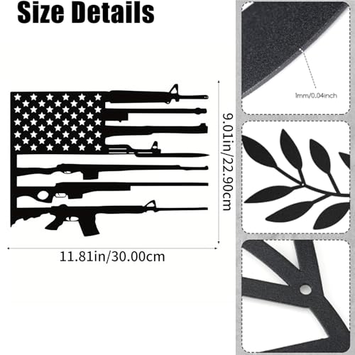 American Flag Gun Metal Wall Art, 3D by Generic - Used condition - Image 6