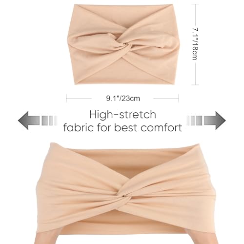 Image of DRESHOW 4 Pack Turban Headbands for Women Wide Vintage Head Wraps Knotted Cute Hair Band Accessories