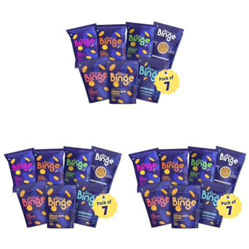 Image of The Healthy Binge Try Them All Snacks Combo - Baked Millet Chips, No Palm Oil, Protein Rich, Healthy Snacks for Kids and Adults | Chips Combo ( Pack of 21 )