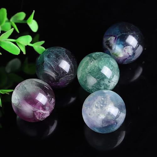 Fluorite de 65mm en boule décorative violette et verte avec support - 3
