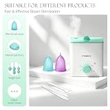 Sterylizator do gotowania na parze z 2 kubkami wielokrotnego użytku, zestaw do czyszczenia kubków menstruacyjnych, automatyczne wyłączanie, sterylizacja parą w wysokiej temperaturze, higiena kobieca