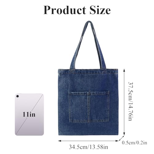 Bolso Tote Denim grande para mujer con cierre miniatura 4