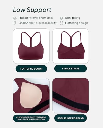 PAVOI ACTIVE Yoga Racerback Bras for Women - Buttery Soft Low Support Scoop Neck Y-Back Thin Strap Sports Bra - FlexFlow4