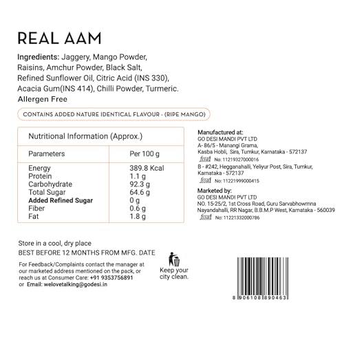 Image of GO DESi Popz - Real Aam Pop, Mango & Jaggery Candy, Aam Candy Packet, Fruit Toffee, Indian Snacks, 40 Pieces (Pack of 3)
