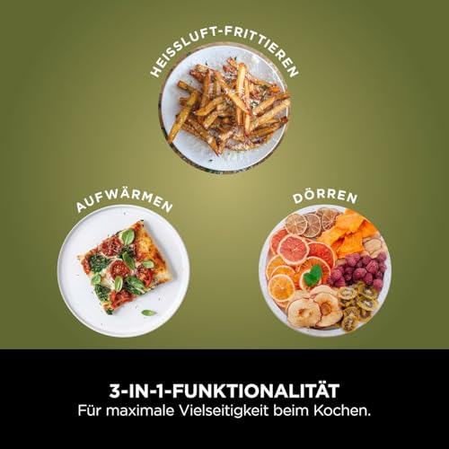 Ninja Luftfritteuse 4,7L 3in1 Luftfritteuse Fritteuse Heißluftfritteuse Heißluftfritteuse 1-2 Portionen Digital Tiefkühlfach Antihaft-Fritteuse Frittierkorb 2000W Schwarz AF110EU