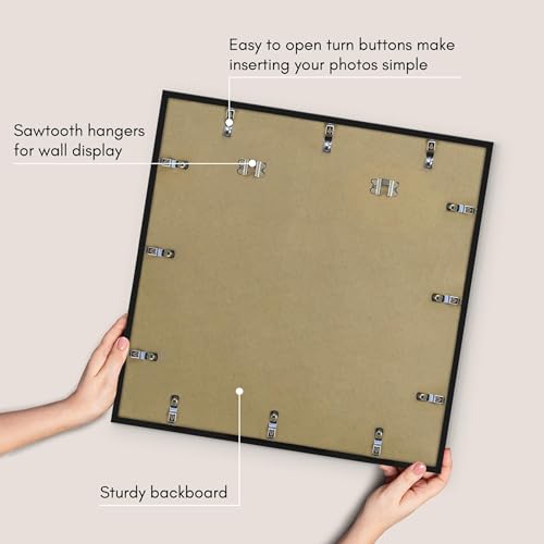 Americanflat 20x20 Picture Frame with Polished Plexiglass - Streamline Collection - Thin Border Square Frame for Wall Display - Hanging Hardware Included - Black