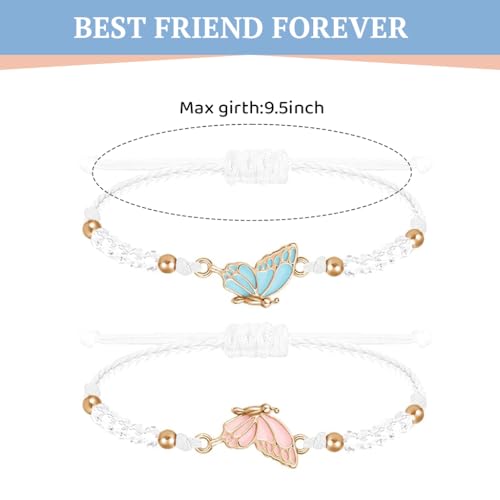 Image of SANNIDHI 2 Pcs Friendship Bracelet for Girls and Women Butterfly Best Friend Bracelet For Couples Adjustable Matching Bracelets BFF Beads Bracelets Jewellery Birthday Rakhi Gift For Sister, Kids