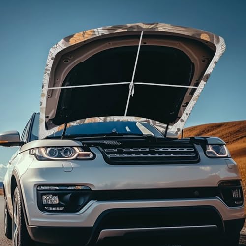 Image of Cat Car Hood Protector, Cute Watercolor Kitten Butterfly Can be Washed, Countryside Flower Field Automotive Exterior Accessories Car Hood Decoration and Protection(3X5FT)