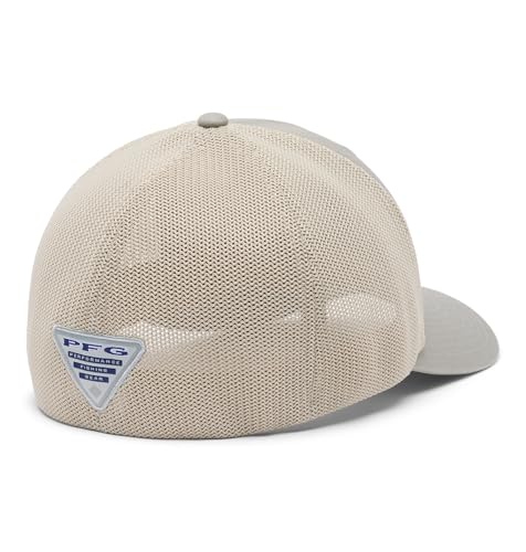 Image of Columbia Unisex PFG Fish Flag Mesh Ball Cap, Grey Green /Fossil /US Fish Flag, S /M