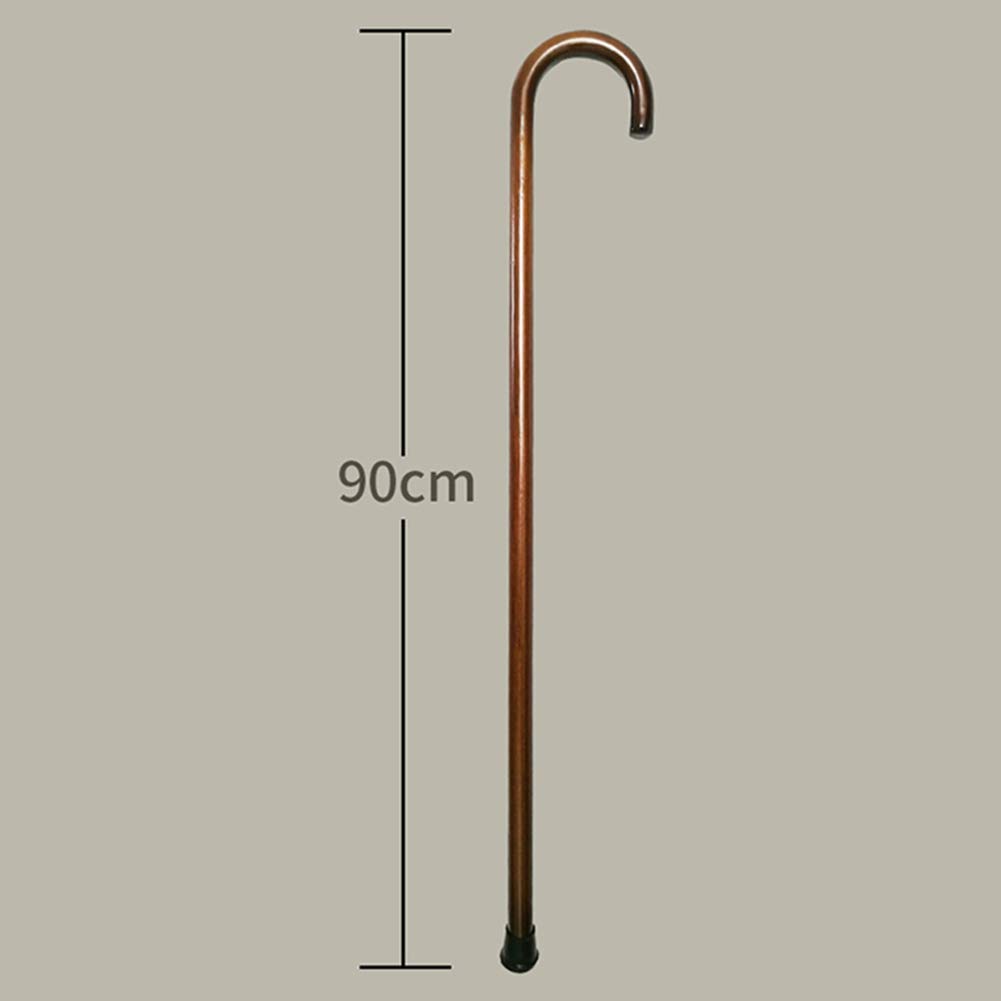 MRKU Bastón de Madera, Bastón de Madera Maciza con Mango Curvo, Bastón de Senderismo para Ancianos, Bastones para Caminar, 90 cm,