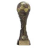Deitert Fußballpokal “Ball” Bronze-Gold - 27cm - Trophäe mit Wunschgravur - Wanderpokal aus Resin