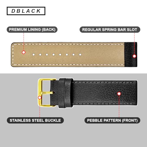 Image of DBLACK ''ATOR'' Leather Watch Strap, Pebble Design Pattern, Thin Leather Watch Belt / / For 18mm, 20mm, 22mm, 24mm, or 26mm Watch Band (Choose Your Size & Color)
