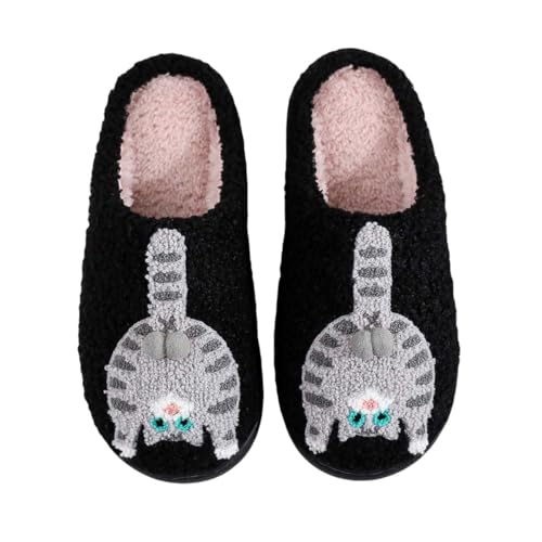 Image of Highland Cow Slippers for Women Plush Scottish Highland Cow Animal Slippers Warm Non Slip Home Indoor Slippers