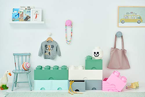 LEGO Brick Drawer, 4 Knobs, 1 Drawer, Stackable Storage Box, White