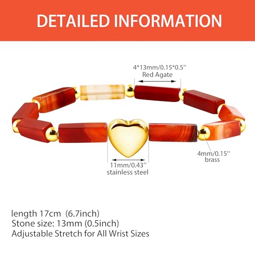 Image of Cuboid Love Elastic Bracelet, Crystal Energy Stone Anxiety Relief Yoga Jewelry for Women Male (Heart-shaped Charm Can Be Customized Name)