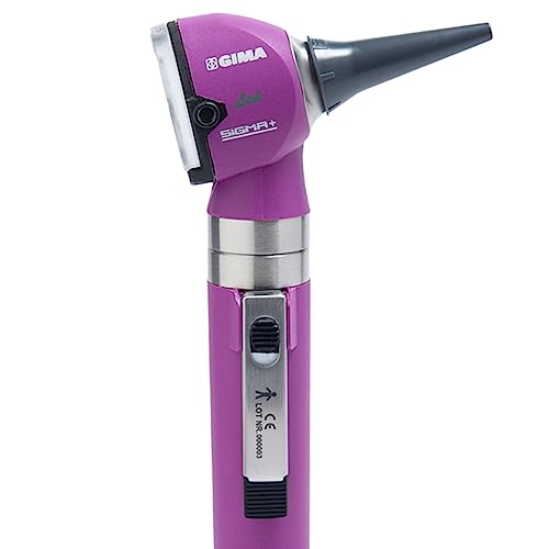 GIMA - SIGMA C Otoskop mit LED Licht, In tragbarem Beutel zur Benutzung, Otoskop mit Vergrößerung, für HNO, Ophthalmologie, Kinder, Erwachsene, Haustiere (Violett) + 14 Spekula, Violett