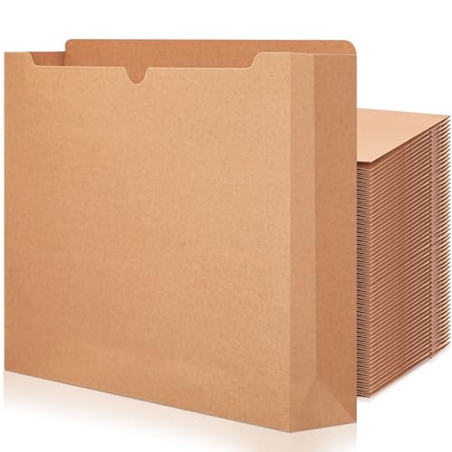 Zhehao 100 carpetas de archivos reforzadas de corte recto con bolsillo con pestañas, carpetas expandibles, carpetas expandibles con pestañas bolsillo de expansión, tamaño carta (color papel kraft)