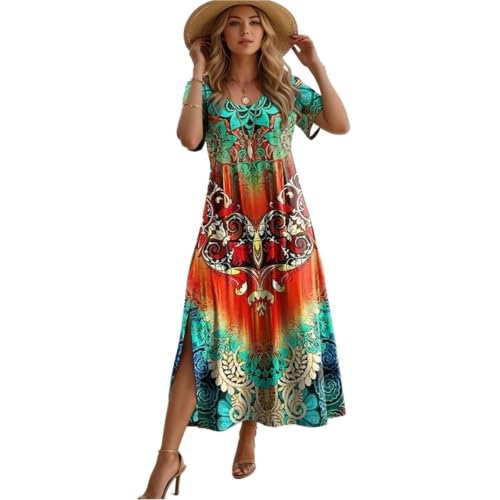Vestidos sueltos de manga corta frescos estilo vacaciones para playa y eventos formales