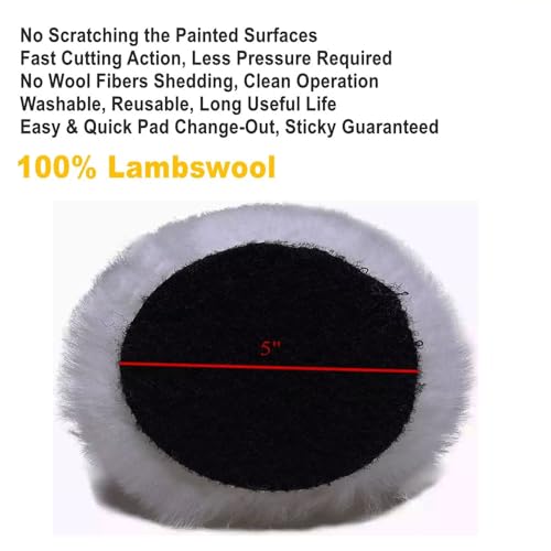 Image of MLD 5 Inch Wool Pad Soft Wool Clean Polishing Polisher Buffing Bonnet Disc Pad For Car Auto Bike Polishing Woolen Buffer Wax PWP-101 (5 Inch) Pack Of -1, White