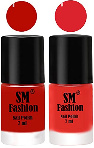 Image of Long Lasting Nail Polish | Nail Paint Combo 7 ml Each) - Set of 2 Red Orange-Candy Orange