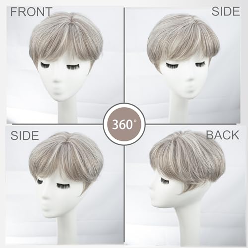 Image of PORSMEER Hair Toppers for Women Short Pixie Cut Pieces for Women with Thinning (Silver Grey)