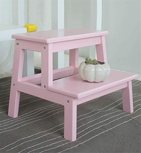 FALIYORS Portable Step Stool Ladder Step Stool Solid Wood Household Small Mazar Changing His Shoes Stool Stairs Simple 2-Tier Ladder, 6 Colors Optional Stepladders (Color : Pink) (Color : G