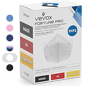 VEVOX® FFP2 Masken CE zertifiziert aus Deutschland – 10, 20, 50 Stk. – Farbe wählbar – 100% MADE IN GERMANY – Mundschutz FFP2 Maske Weiß – CE geprüft nach EN149:2001+A1:2009 – à 5 Stk. verpackt