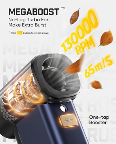 Image of Fanttik B10 Pro Max Electric Air Duster, 130000RPM Brushless Motor, Compressed Air Duster, 6 Gears Adjustable, One-tap Booster, 28.8Wh Rechargeable Battery, Electric Duster for PC, Car (Navy Blue)