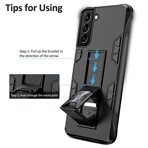 Migeec Compatible with Samsung Galaxy S21 5G Case with Kickstand and Metal Ring Slim Durable Shockproof Case,Black