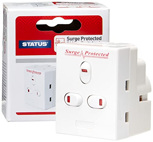 STATUS 3 Way Multi Plug Adapter | UK 3 Pin Multi Plug Adaptor | Individually Switched Fuse | S3WASPSCX2