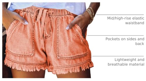 Image of YOCUR Womens Lightweight Shorts Casual Baggy Trendy Hot Pants Elastic Waist Drawstring Comfy Shorts