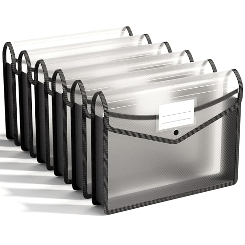 Image of ABC life A4 Plastic Wallets, 6 Pcs Popper Wallet Plastic File Folder Poly Envelope Expanding File Wallet Document Folder with Snap Closure, Premium Pockets Files Envelope for School Office Home