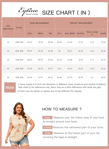 Image of Eytino Plus Size Tops for Women Waffle Knit T-Shirts Round Neck Short Sleeve Casual Loose Basic Tee Blouses(1X-5X)