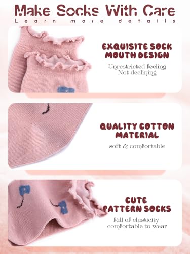 Urieo Baby Girls Socks Flower Knee High Sock Cotton Ruffle Stockings for Infants Toddlers Kids Girls4