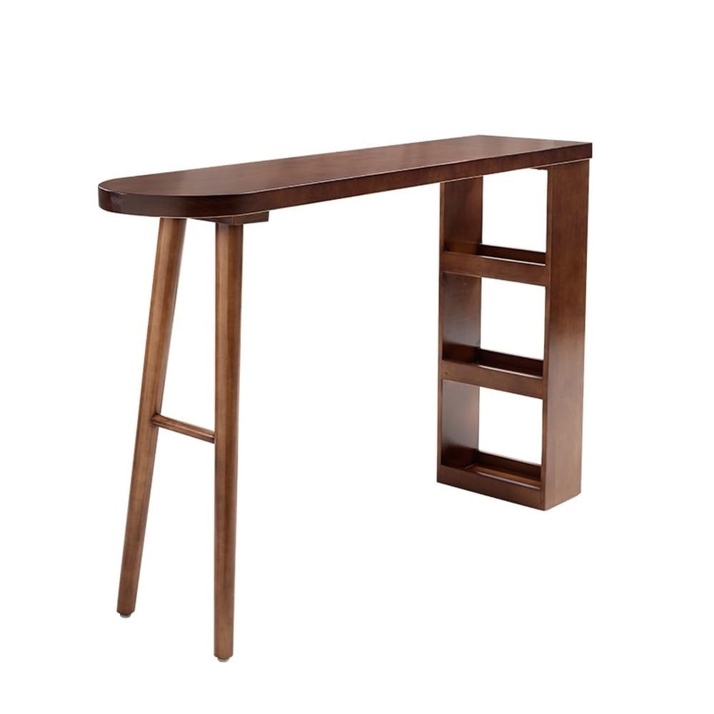 Table de Bar Table de Bar Semi-Circulaire Longue en Bois à Pieds Hauts, Table Salle Manger Cuisine avec Rangement(180 * 40 * 105cm)
